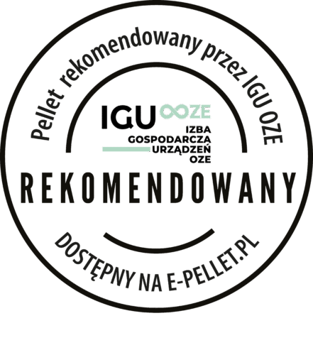 Rekomendacja Izby Gospodarczej Urządzeń OZE dla producenta pelletu. Produkt dostępny w serwisie e-pellet.pl